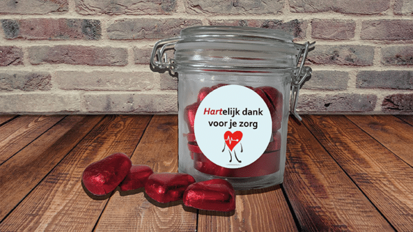Weckpot met chocolade Hartjes