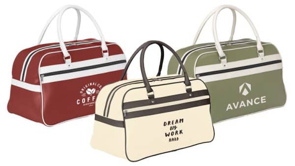 Retro sporttassen met logo in diverse kleuren - rood, crème, groen