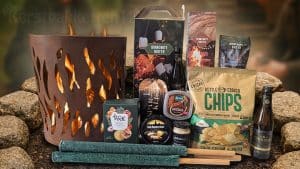 vuurkorf kerstpakket met bier en snacks – sfeervol kerstgeschenk voor medewerkers
