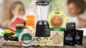 Heerlijk genieten van smoothies met het Healthy and Fit Blender kerstpakket op tafel.