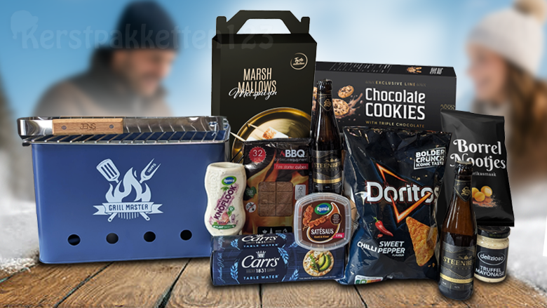 Happy Blue BBQ kerstpakket met exclusieve matblauwe Happz barbecue en snacks