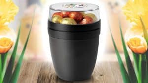 Handige Lunchpot met paaseitjes en sticker