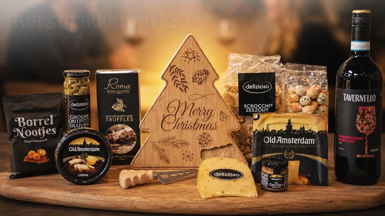 Kerstpakket kaasplank en borrelfeest