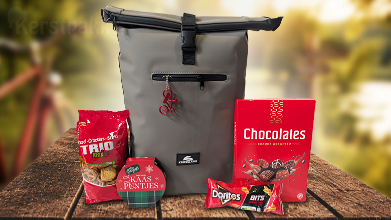 Kerstpakket Fietst rugtas en borrel snacks