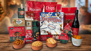 Kerstpakket met Keezenspel, tapasschalen en lekkernijen