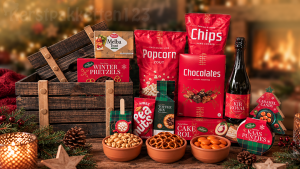 Kerstpakket met houten kistje en terracotta tapasschalen