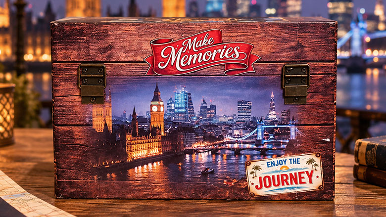 Make Memories sfeervol kistje met foto Londen bij nacht