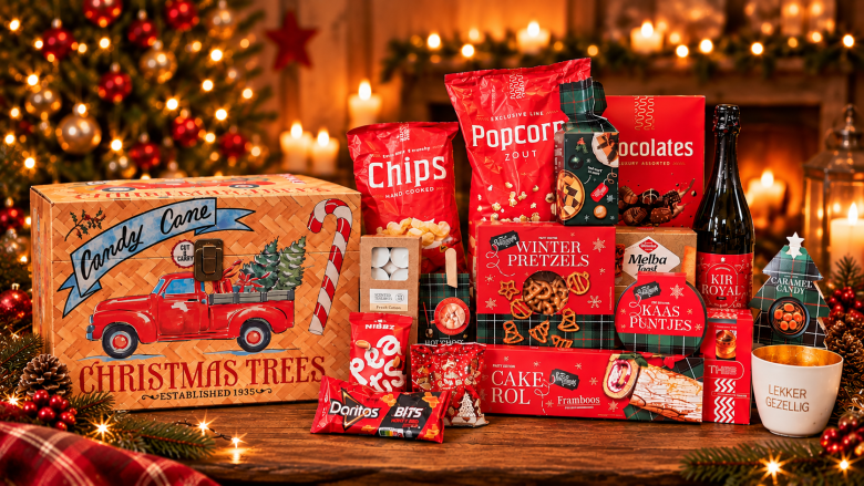 Een sfeervolle kerstpakket met houtenkist Originele kerstpakket met houtenkist in kerstsfeer